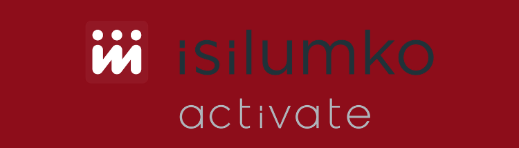 Isilumko-Activate Islumko activate logo on a red background.
